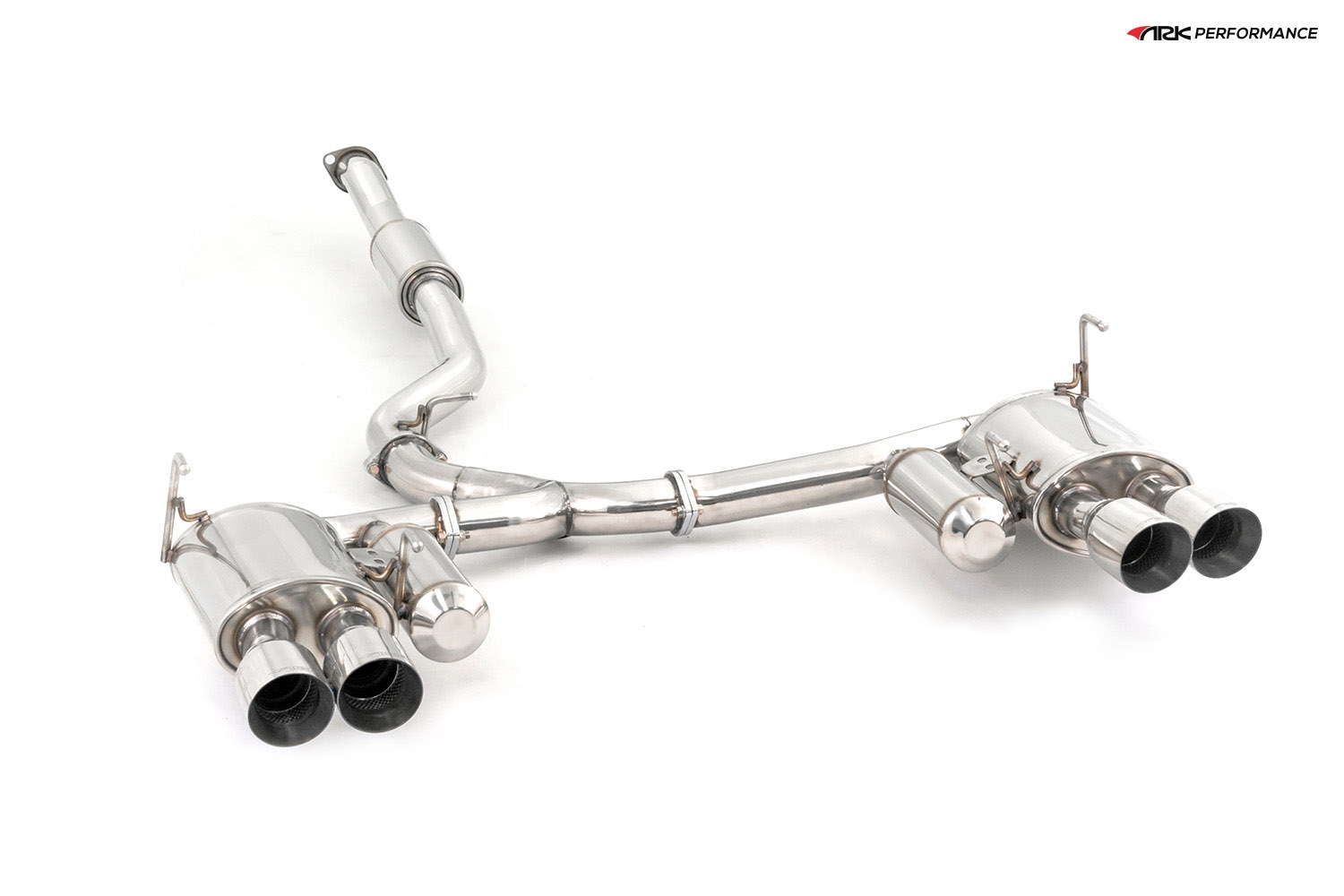 Ark Performance Stainless Steel DT-S Cat-Back Exhaust System 3.0in Pipe w/ 4.0 Polished Quad Tip, Dual Exit - Subaru WRX / STI Sedan 11-14 2.5L H4 TURBO GR