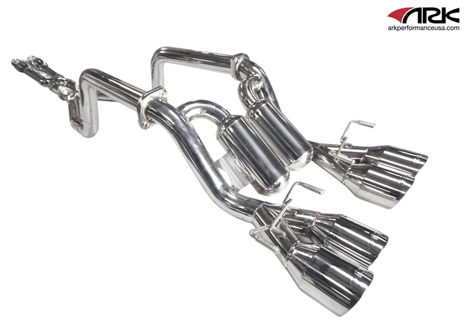 Ark Performance Stainless Steel GRiP Cat-Back Exhaust System 2.5in Pipe w/ 4.5 Polished Quad Tip , Single Exit - Chevrolet Corvette 05-13 LS2 C6