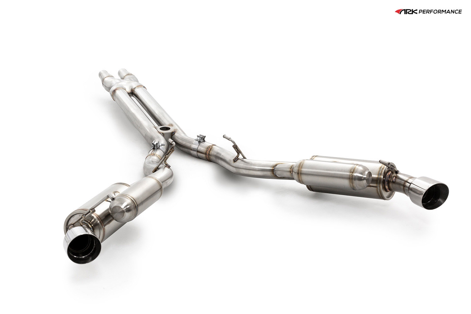 Ark Performance Stainless Steel GRiP Cat-Back Exhaust System 3.0in Pipe w/ 4.5 Polished Single Tip, Dual Exit - Ford Mustang 15+ 3.7L V6 / 5.0L V8 S550