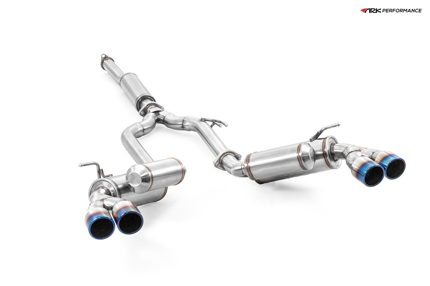 Ark Performance Stainless Steel GRiP Cat-Back Exhaust System 2.5in Pipe w/ 3.5 Burnt Quad Tip , Dual Exit - Hyundai Genesis Coupe 10-14 2.0T BK1, BK2