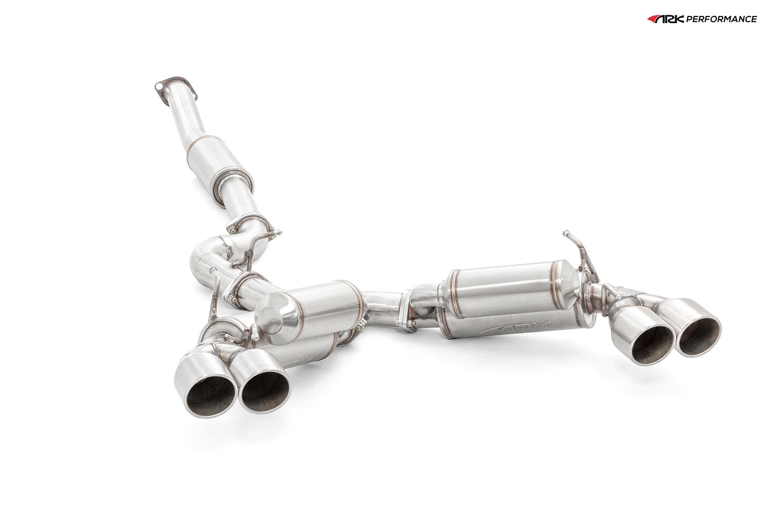 Ark Performance Stainless Steel GRiP Cat-Back Exhaust System 3.0in Pipe w/ 4.0 Polished Quad Tip, Dual Exit - Subaru WRX / STI Hatchback 08-14 2.5L H4 TURBO GR