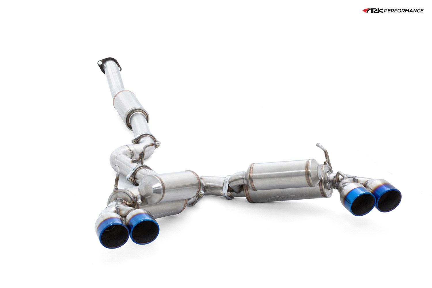 Ark Performance Stainless Steel GRiP Cat-Back Exhaust System 3.0in Pipe w/ 4.0 Burnt Quad Tip, Dual Exit - Subaru WRX / STI Hatchback 08-14 2.5L H4 TURBO GR