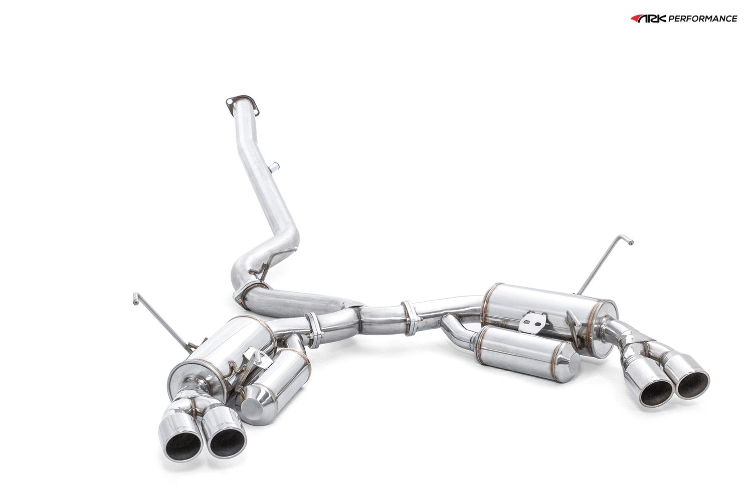 Ark Performance Stainless Steel GRiP Cat-Back Exhaust System 3.0in Pipe w/ 3.5 Polished Quad Tip, Dual Exit - Subaru WRX / STI Sedan 11-14 2.5L H4 TURBO GR