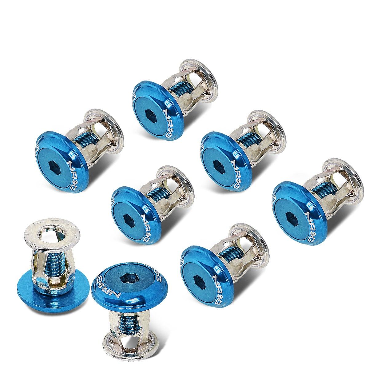 NRG Fender Washer Kit w/Color Matched M8 Bolt Rivets For Plastic (Blue) - Set of 8