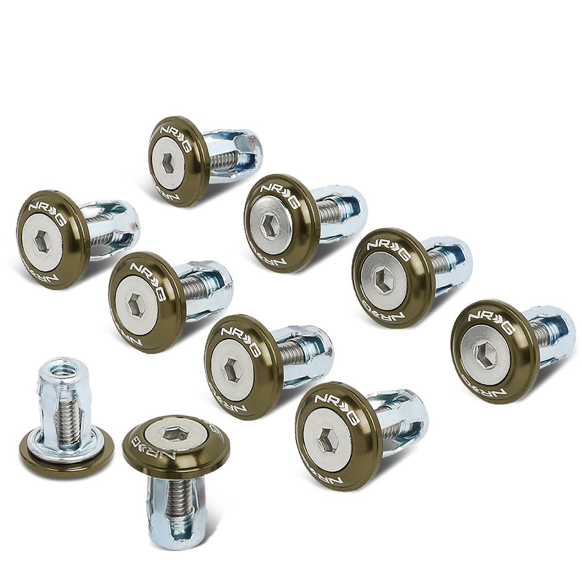 NRG Fender Washer Kit w/Rivets For Plastic (Titanium) - Set of 10