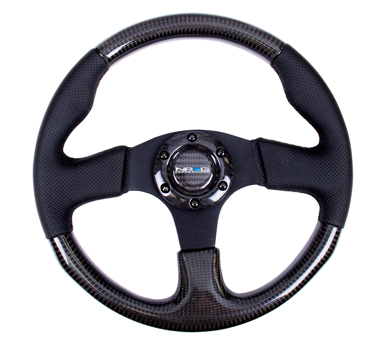 NRG Carbon Fiber Steering Wheel (315mm) Leather Trim w/ Black Stitching