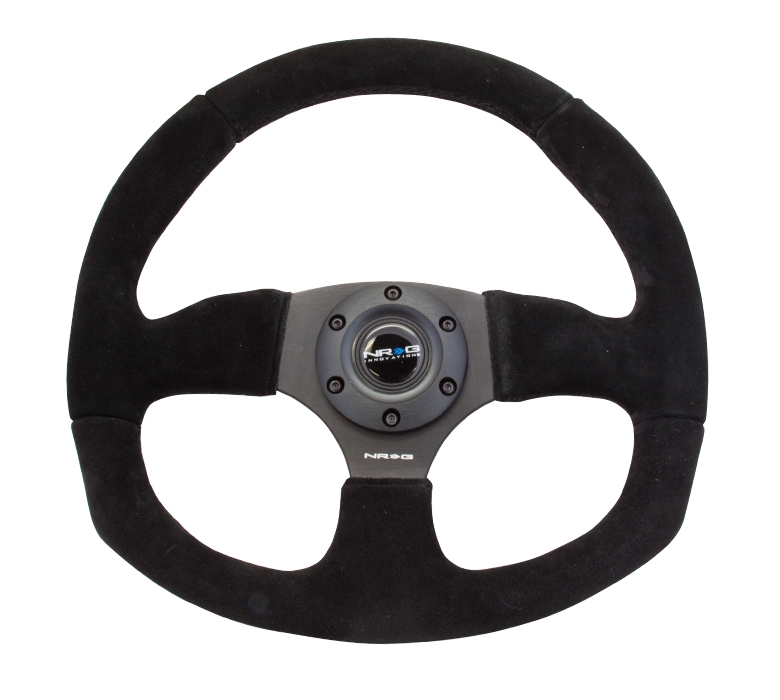 NRG Reinforced Steering Wheel (320mm Horizontal / 330mm Vertical) Black Suede w/ Black Stitching