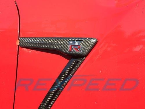 Rexpeed Dry Carbon Fiber Fender Emblem Cover - Nissan GT-R 15+ R35