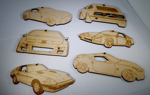 ZSpec Design Laser-Engraved/Cut Ornaments - several styles for Nissan/Datsun enthusiasts.