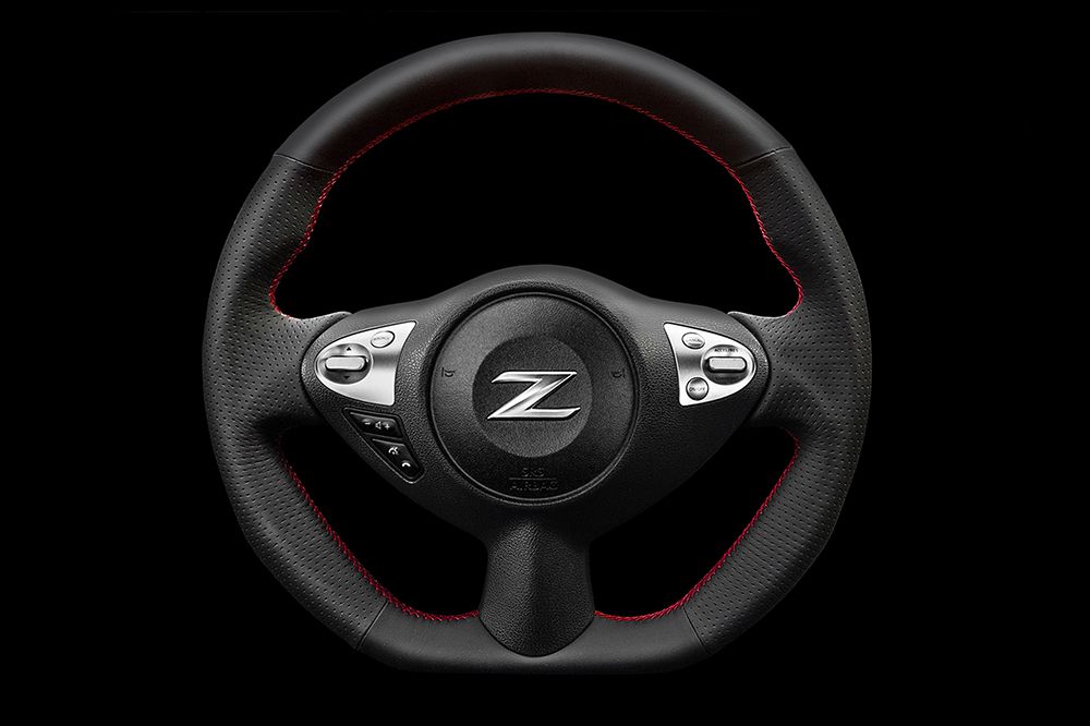 Kenstyle Leather Steering Wheel, Red Stitch - Nissan 370Z Z34