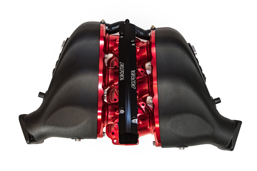 AMS Performance 2009+ Nissan GT-R R35 Alpha Alum/Carbon Fiber Intake Manifold w/Aux Fuel Rail 18 Inj