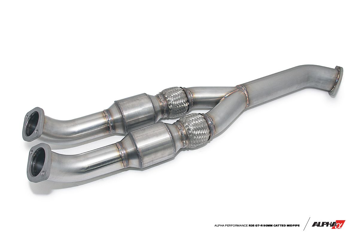 AMS Performance 2009+ Nissan GT-R R35 Alpha 90mm Midpipe w/Race Cats 76mm Exit