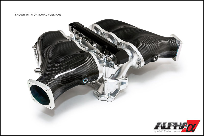 AMS Performance 2009+ Nissan GT-R Alpha Carbon Fiber/Billet Intake Manifold w/Std Fuel Rail - Clear