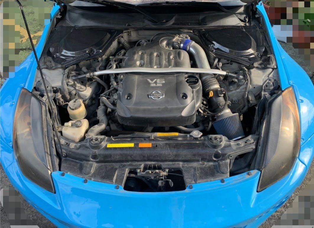 EVO-R Carbon Fiber Brake Fluid & Battery Covers - Nissan 350Z Z33