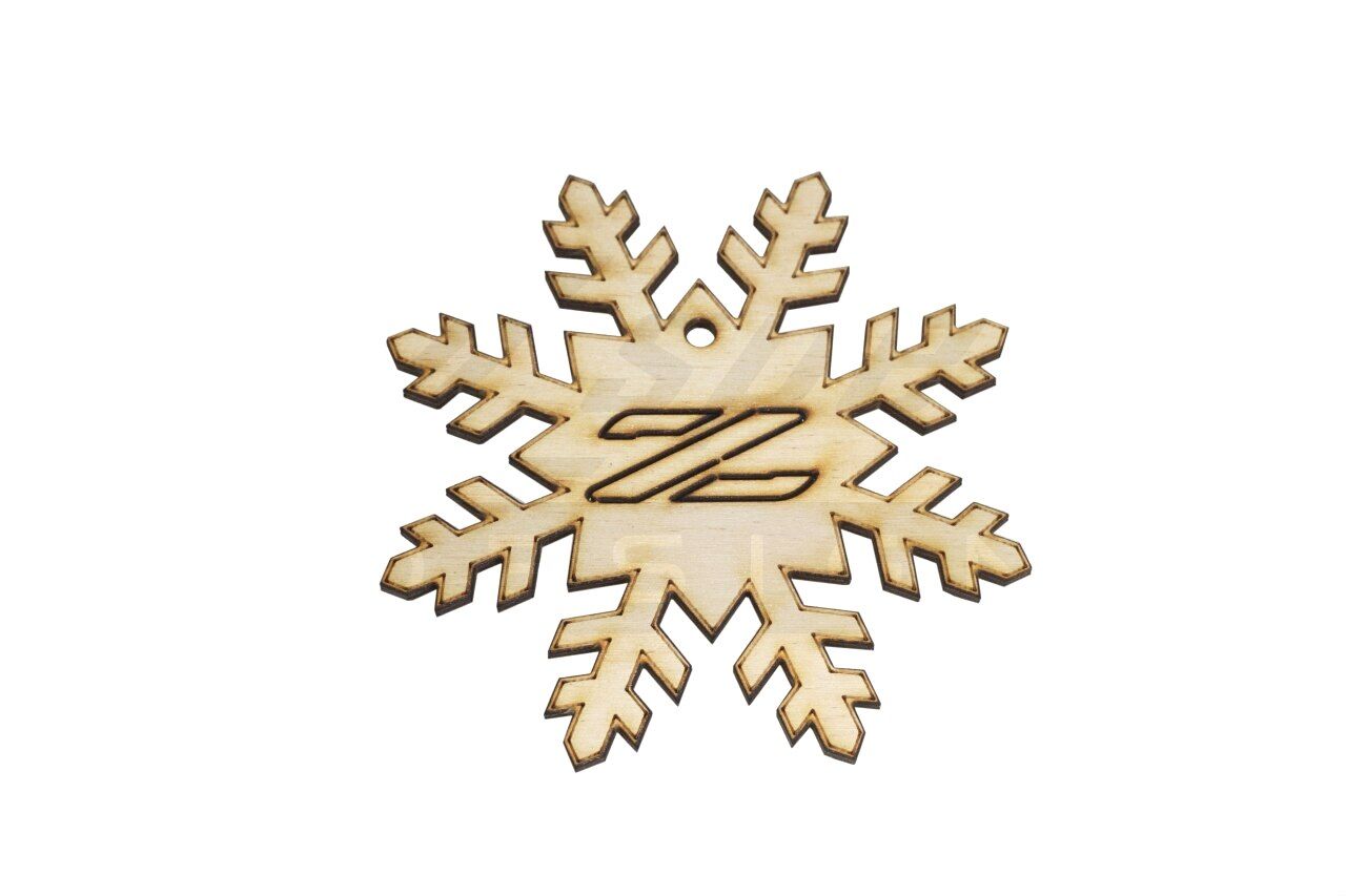 ZSpec Design Laser-Engraved Wood Ornament, Z32 Snowflake-Style, 3.75" x 1/8", Birch