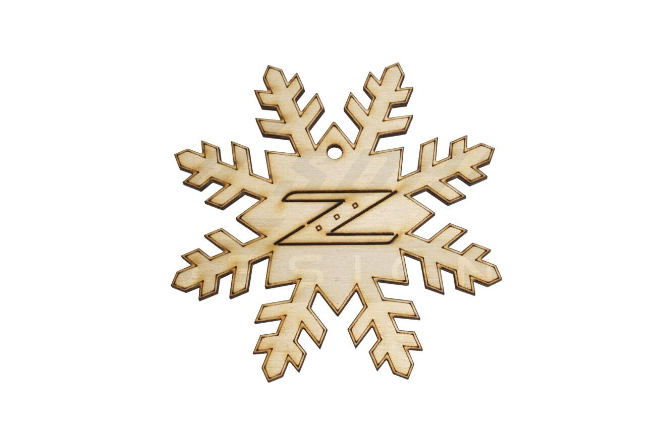 ZSpec Design Laser-Engraved Wood Ornament, Z33 Snowflake-Style, 3.75" x 1/8", Birch