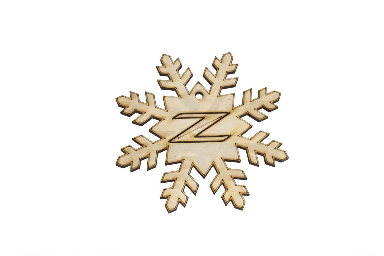 ZSpec Design Laser-Engraved Wood Ornament, Z34 Snowflake-Style, 3.75" x 1/8", Birch