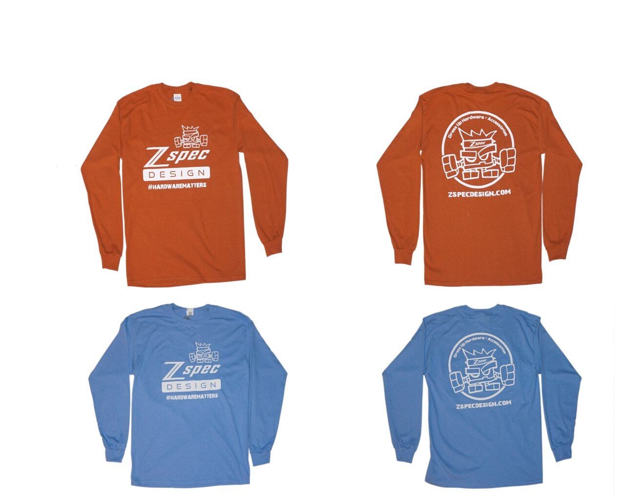 ZSpec Design ZSPEC Long-Sleeve T-Shirt, Burnt Orange or Light Blue - M/L/XL/XXL