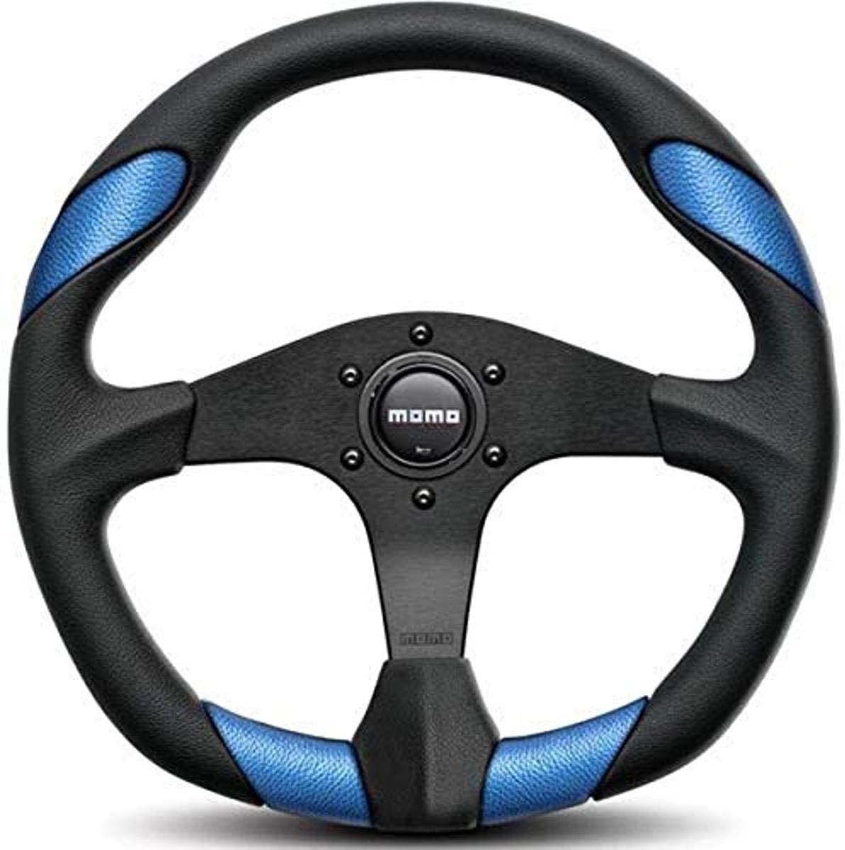 Momo Quark Steering Wheel 350MM, Black Polyurethane, Black Spokes 