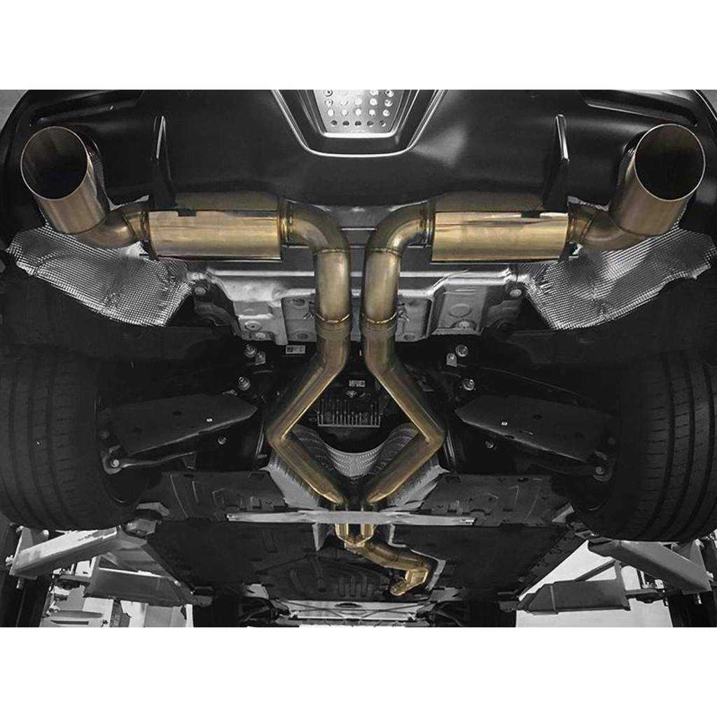 ETS Exhaust System, Factory/Stock 3.15" Slip Fit w/ Dual 3.0" Outlets,With Extreme"No-mufflers/Straight Pipe", With Resonator - Toyota Supra 2020