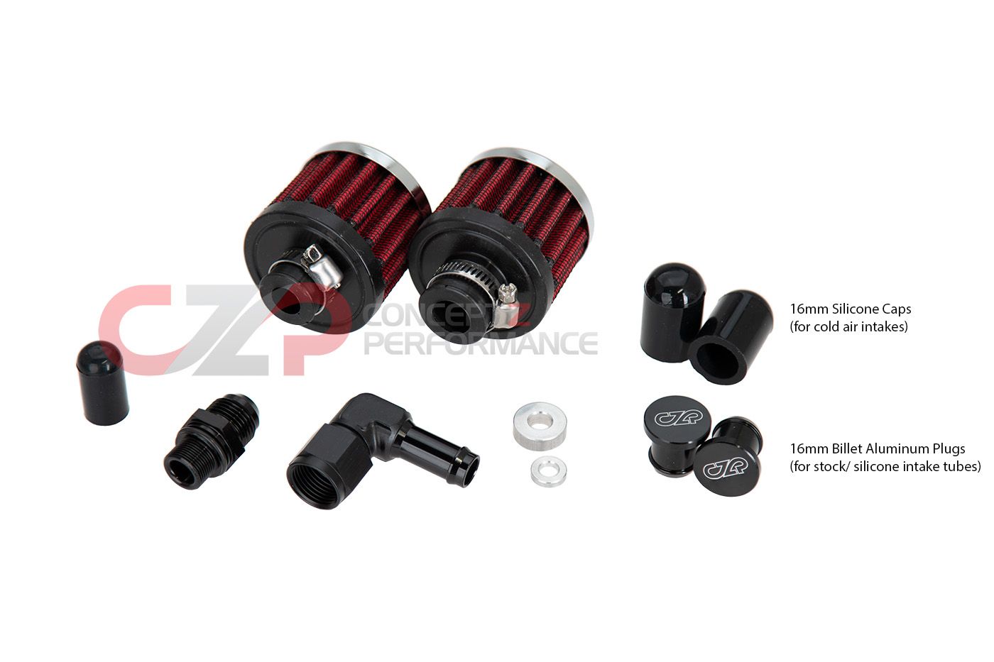 CZP PCV Delete Open Breather Conversion Kit w/ Vibrant Filters, VQ35HR  - Nissan 350Z / Infiniti G35 Sedan