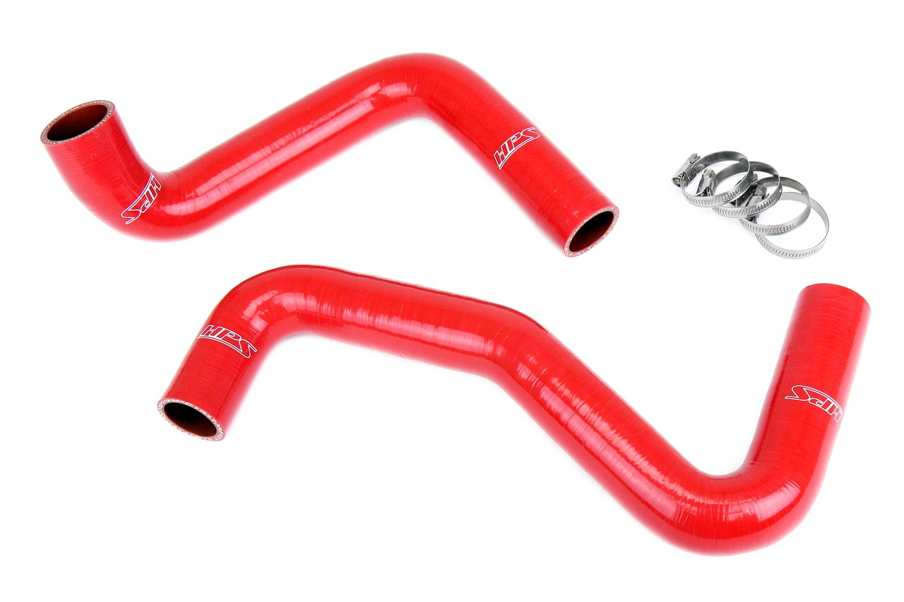 HPS Reinforced Silicone Radiator Hose Kit, Red - Nissan 240SX LS Swap (LS1 water pump, 9 o'clock thermostat, SR radiator)
