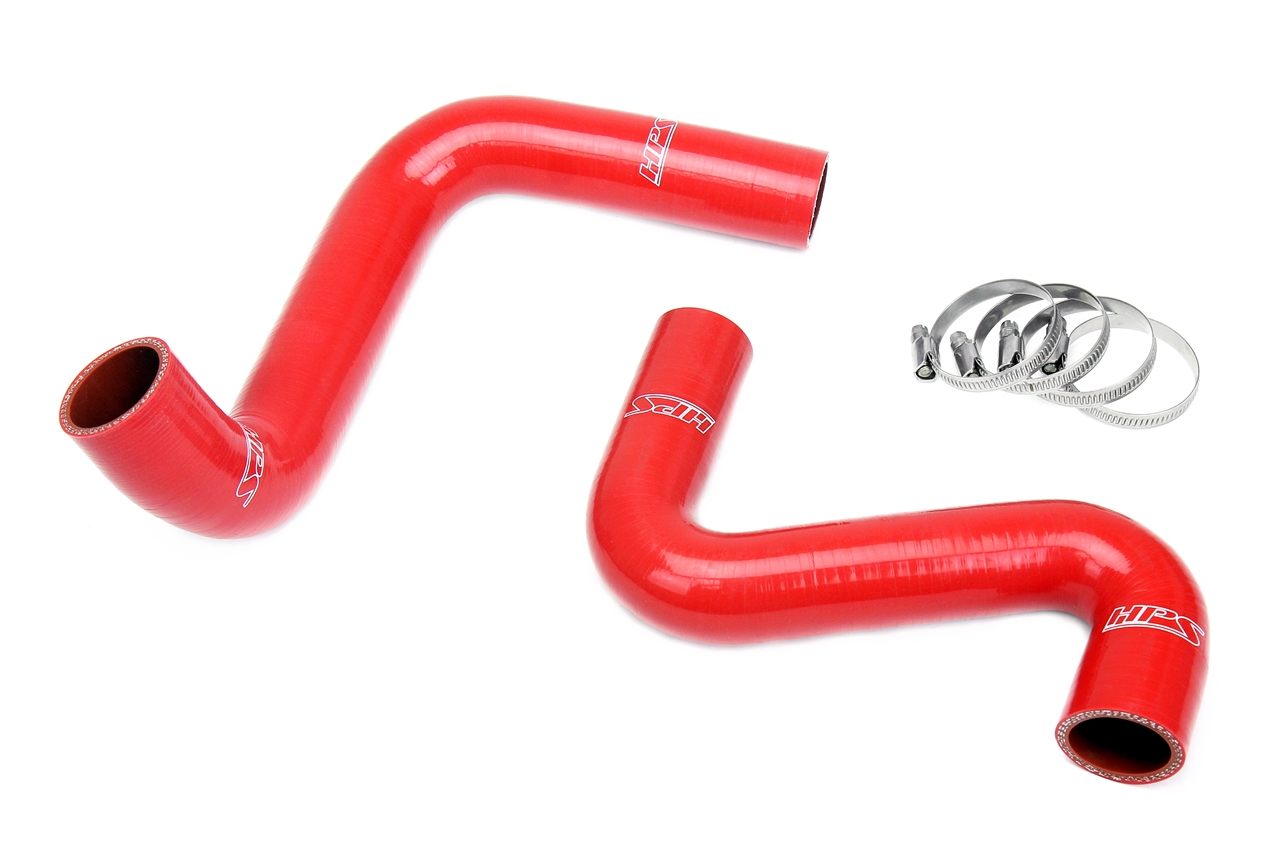 HPS Reinforced Silicone Radiator Hose Kit, Red - Nissan 240SX LS Swap (LS3/LS7 water pump, 9 o'clock thermostat, SR radiator)