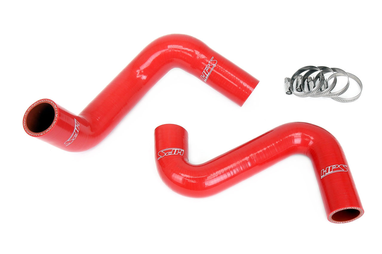 HPS Reinforced Silicone Radiator Hose Kit, Red - Nissan 240SX LS Swap (LS3/LS7 water pump, 8 o'clock thermostat, SR radiator)