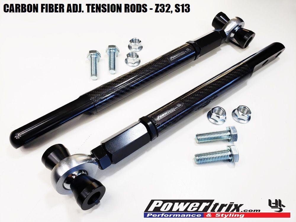 Powertrix Front Adjustable Carbon Fiber Tension Rods - Nissan 300ZX Z32 / 240SX S13 / Skyline GT-S R32