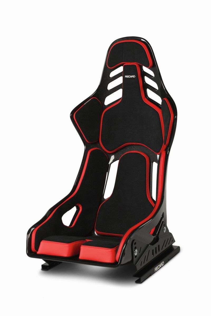 Recaro Podium (Large) CFK Carbon Fiber Left Hand LH Seat - Black Alcantara/Red Leather