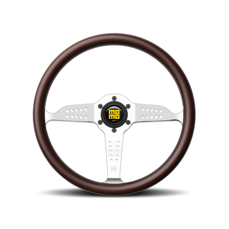 Momo Super Grand Prix Steering Wheel 350MM, Mahogany Wood, Polished Spokes