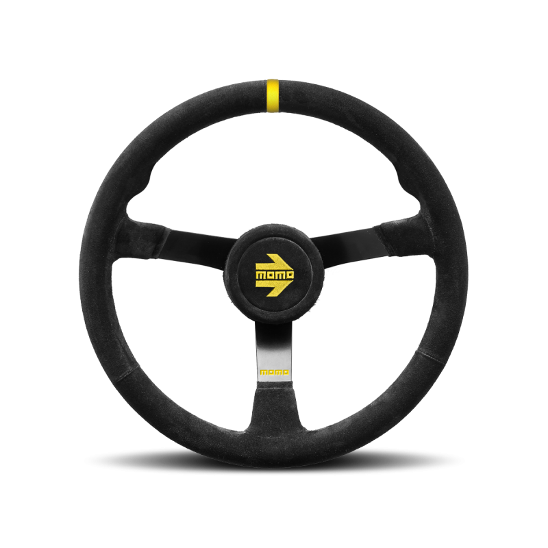 Momo MODN41 Steering Wheel 410MM, Black Suede, Black Spokes, Center Stripe