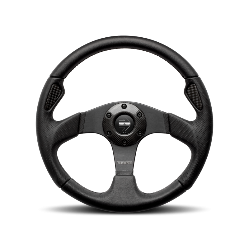 Momo Jet Steering Wheel 320MM, Black Perforated Leather, Black Spokes