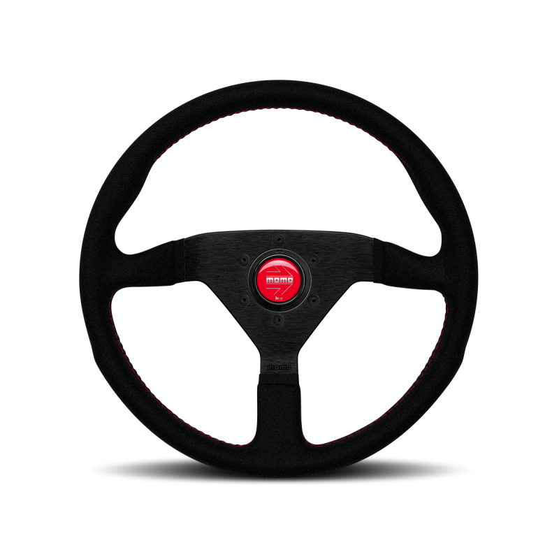 Momo Montecarlo Steering Wheel 320MM, Alcantara, Red Stitch, Black Spoke