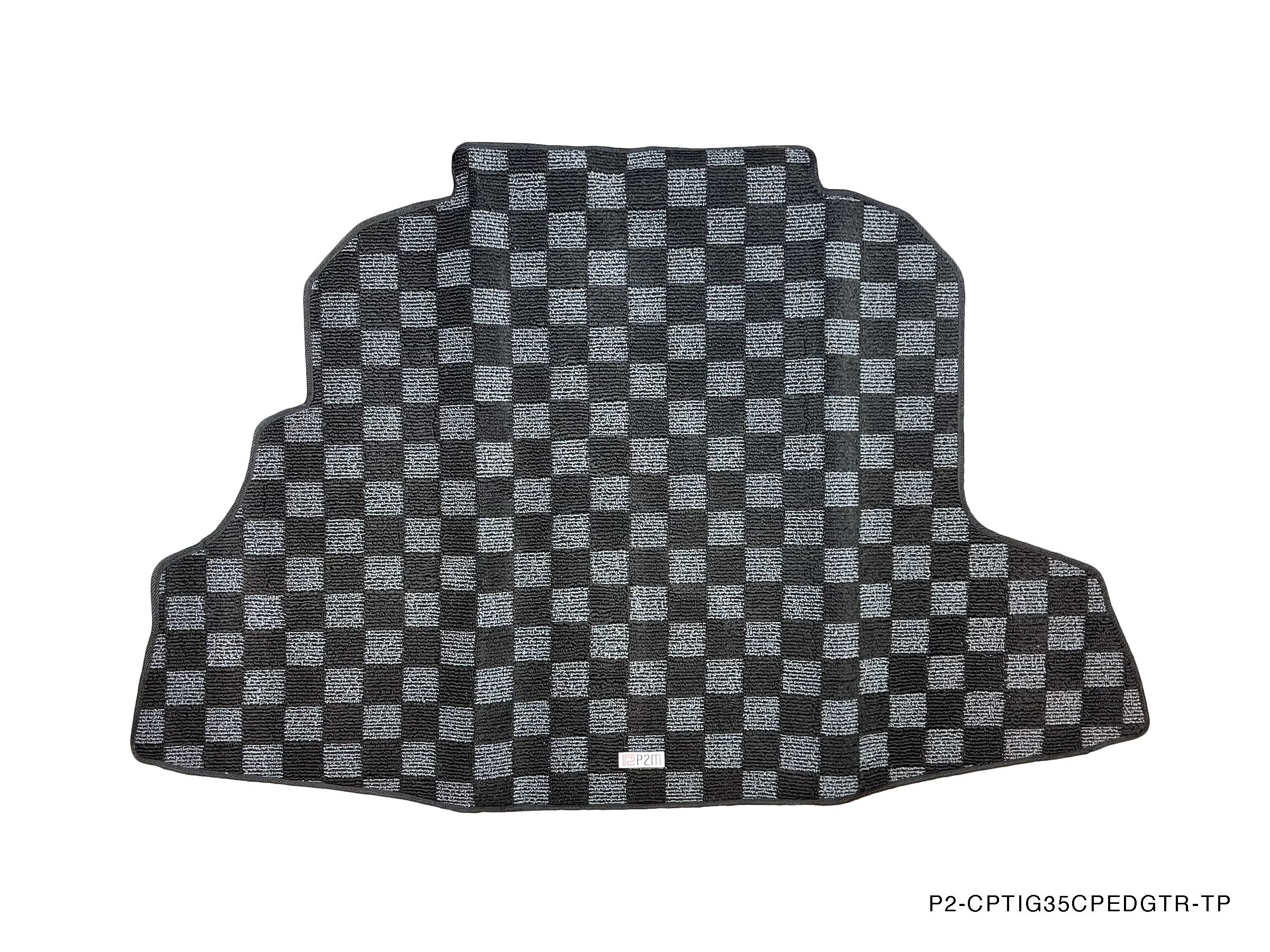 P2M Checkerboard Carpet Set, Black & Dark Gray Trunk Mat - Infiniti G35 Coupe