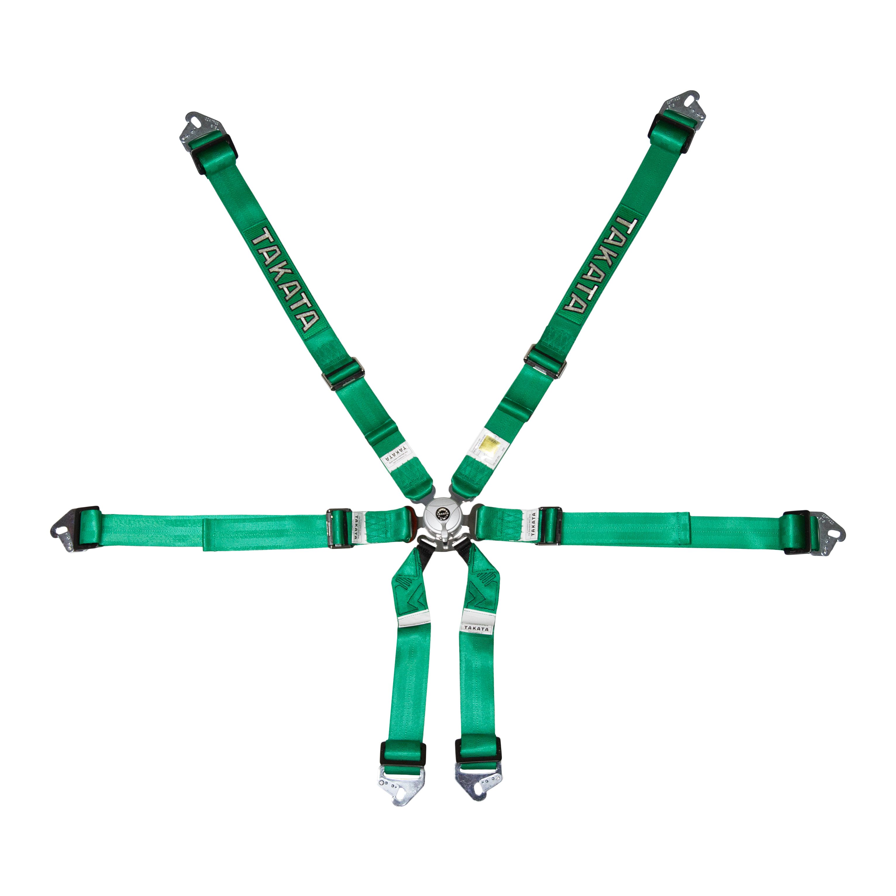 Takata Race Series 6 Points Harness, Race 2x2 Exp. Date 2029 - Green