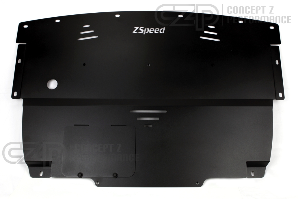 Z Speed Performance ZSP Aluminum Under Panel Engine Cover Splash Shield, Black -  Nissan 370Z Standard Non-Nismo Z34