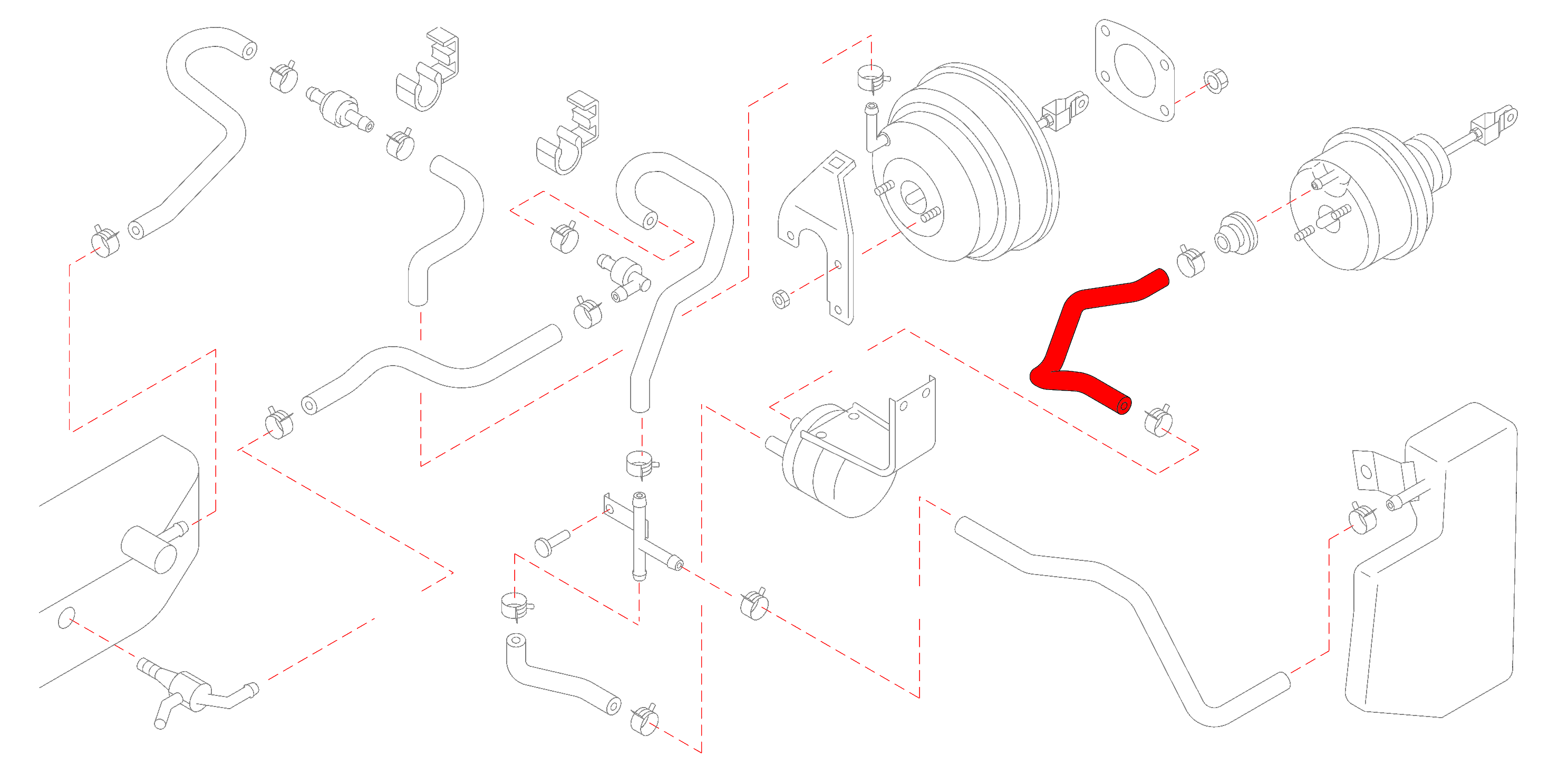 CZP Silicone Clutch Booster to Small Vacuum Reservoir Hose - Nissan 300ZX Z32