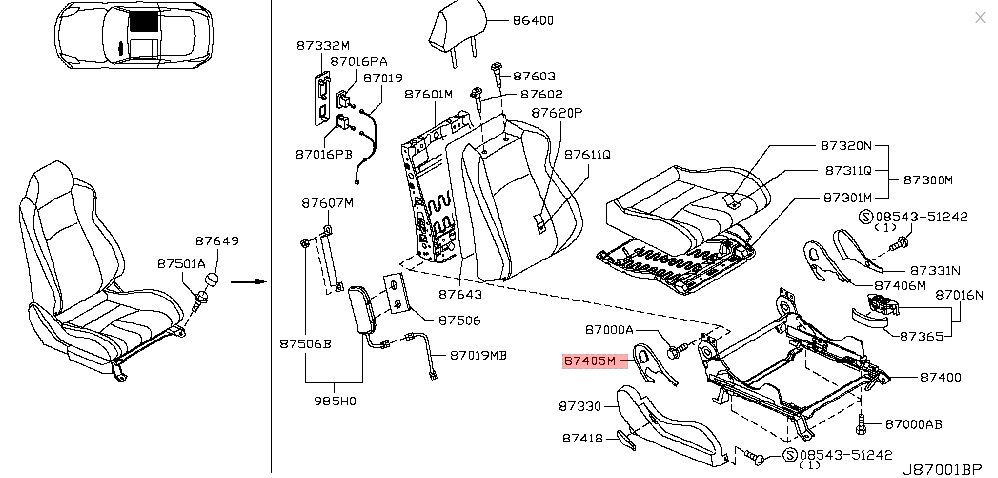 Nissan OEM 350Z Reclining Device Cover, RH Outer - 03-08 Z33