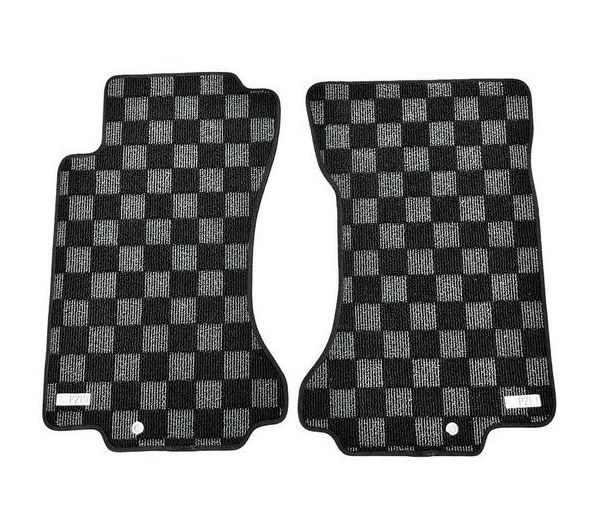 P2M Checkerboard Carpet Set, Black & Dark Gray Front Floor Mats, Convertible ONLY  - Nissan 300ZX Z32