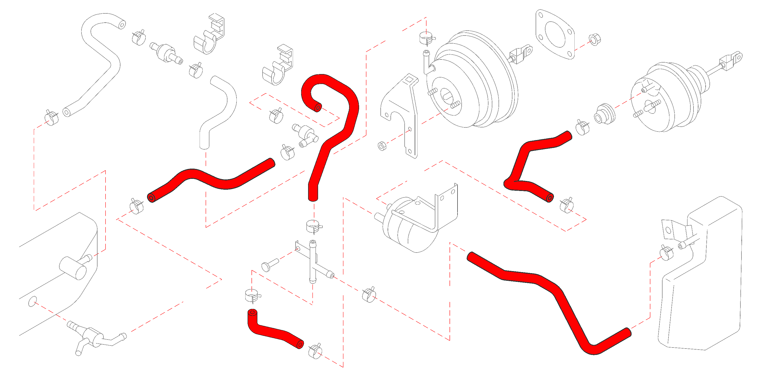 CZP Silicone Clutch Booster Vacuum Hose Kit - Nissan 300ZX Z32 LHD