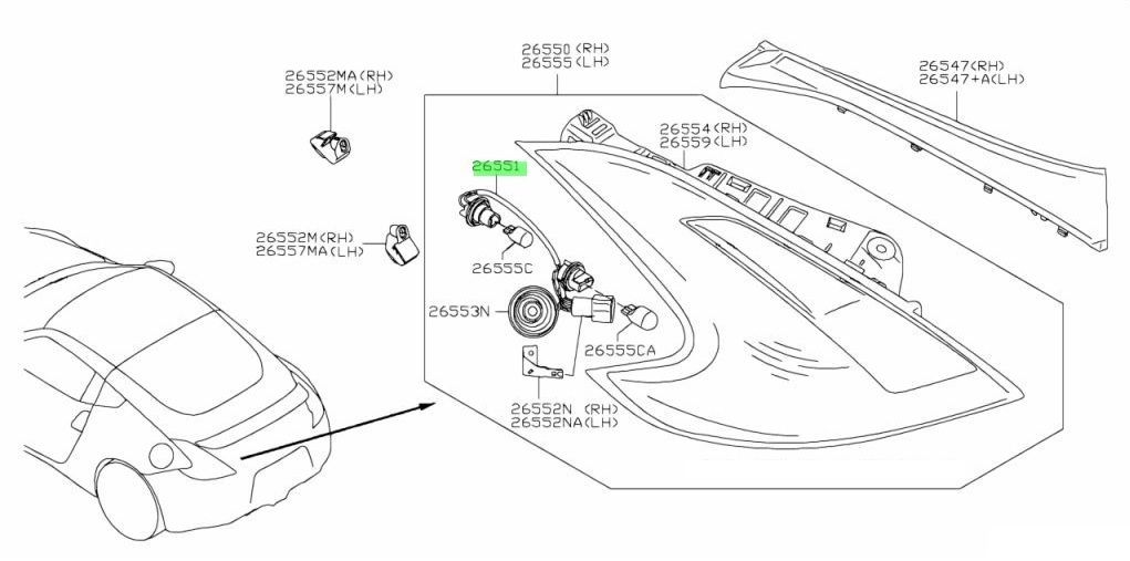 Nissan OEM Taillight Wiring Harness - Nissan 370Z Z34