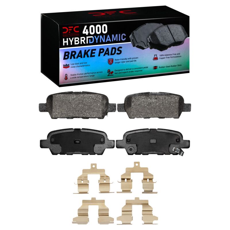 DFC 4000 HybriDynamic Brake Pads w/ Hardware for Standard Non-Sport Calipers, Rear - Nissan 350Z 370Z / Infiniti G35 G37 Q40 Q60
