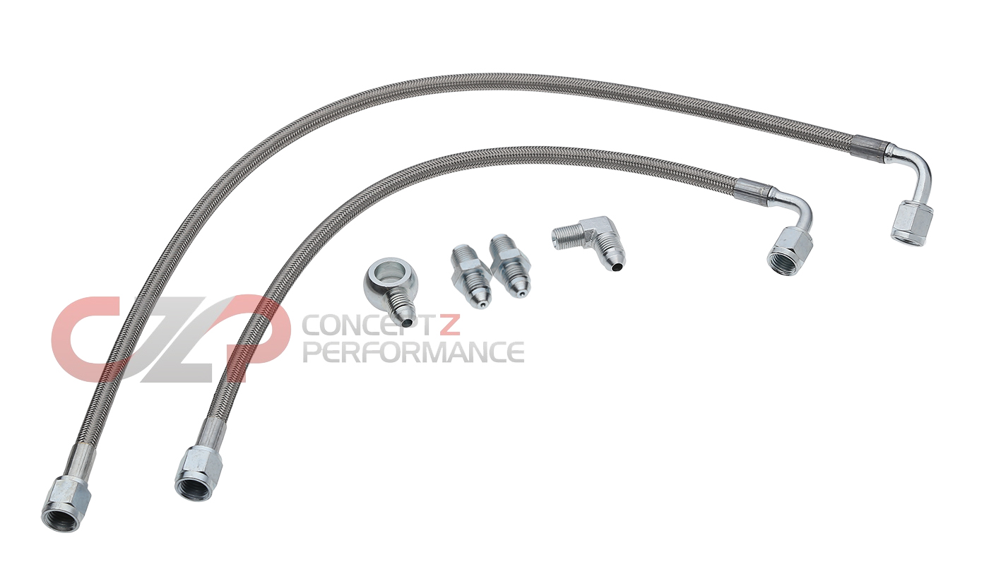 CZP Braided Stainless Steel Turbo Oil Feed Lines, Ball Bearing Turbos- Nissan 300ZX 90-96 Z32