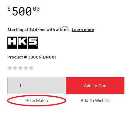 Price Match button on a page